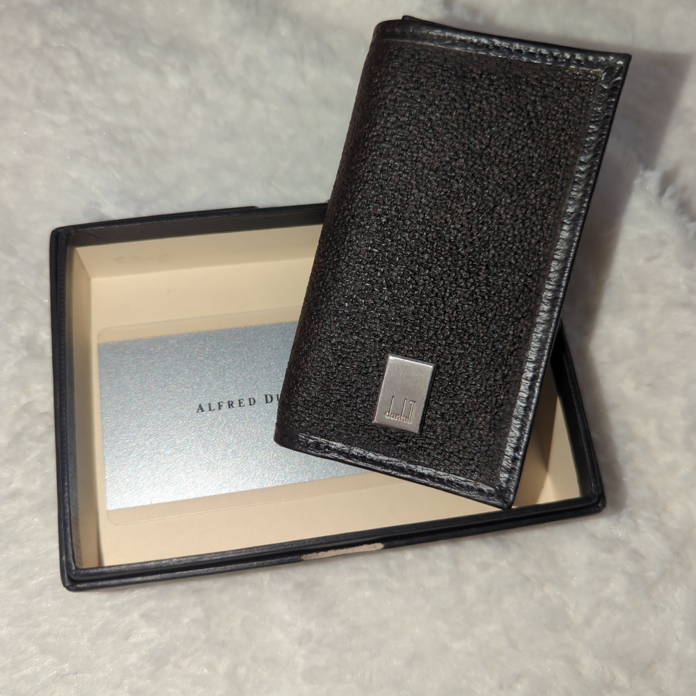 Dunhill Genuine Leather Wallet Textured Black Card Key Holder Mens Luxury Wallet